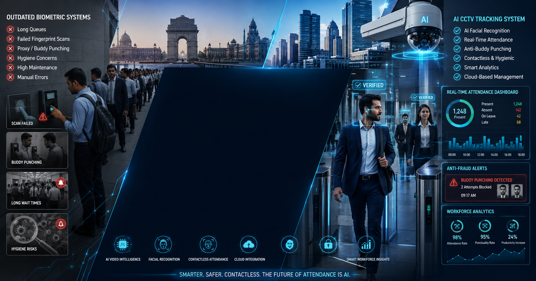 Why Delhi Offices Are Replacing Biometric Attendance Systems with AI CCTV Tracking