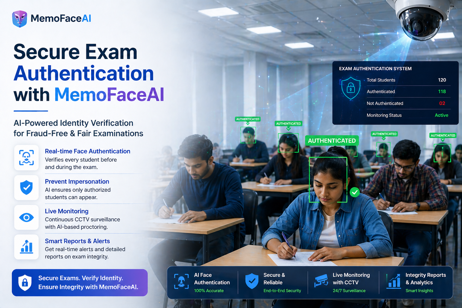 Secure Exam Authentication with MemoFaceAI