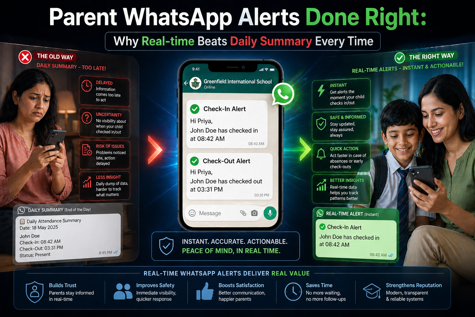 Parent WhatsApp Alerts Done Right: Why Real-time Beats Daily Summary Every Time