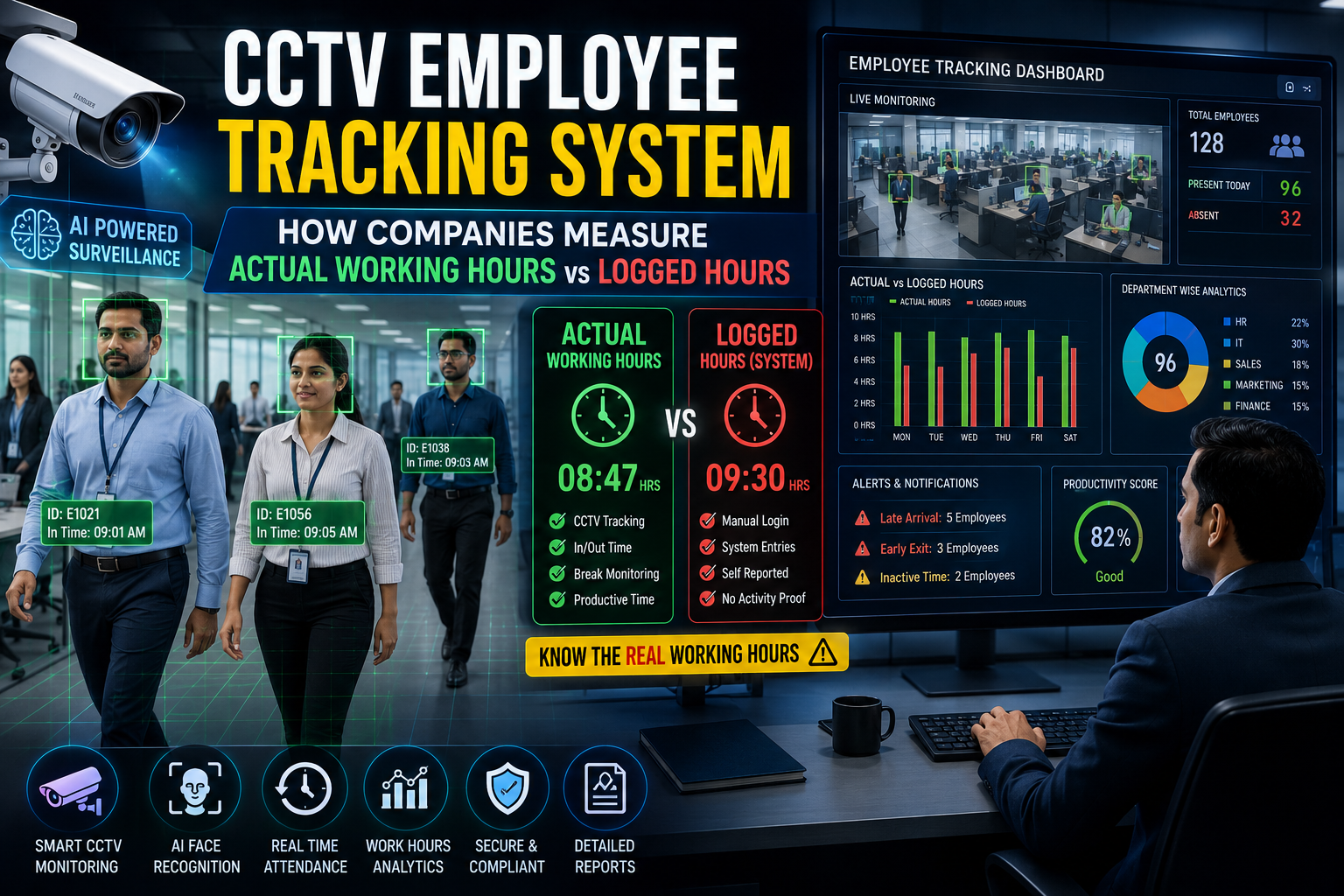 CCTV Employee Tracking System: How Companies Measure Actual Working Hours vs Logged Hours