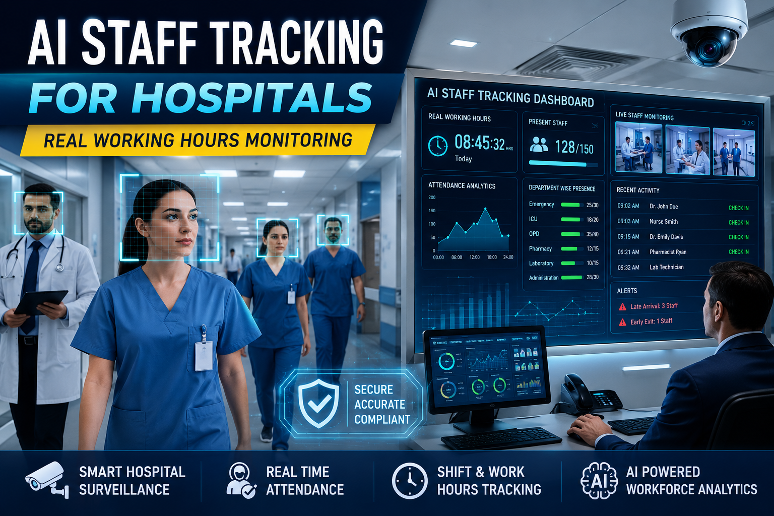 AI Staff Tracking for Hospitals: Measuring Real Working Hours Using CCTV & Face Recognition