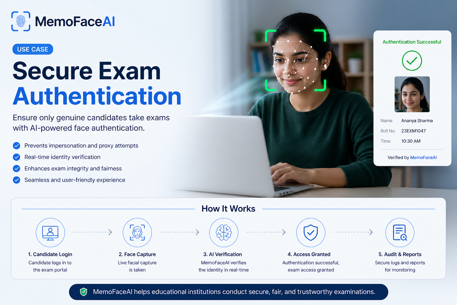 Use Case: Secure Exam Authentication with MemoFaceAI