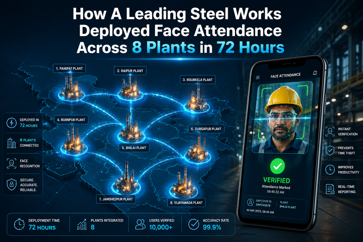 How A Leading Steel Works Deployed Face Attendance Across 8 Plants in 72 Hours