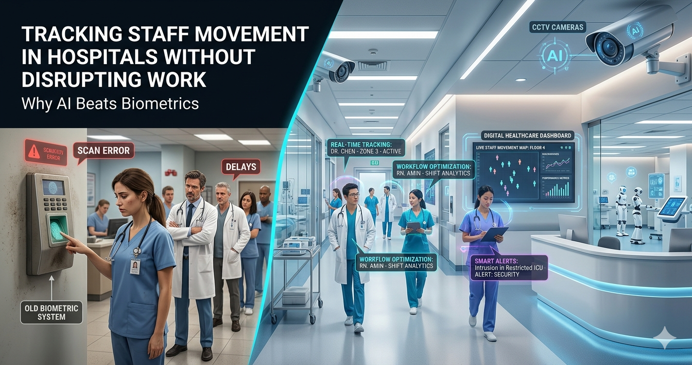 Tracking Staff Movement in Hospitals Without Disrupting Work: Why AI Beats Biometrics